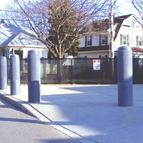 Bollards and Sleeve's 10" Ribbed Decorative Bollard Covers for Sidewalk Entrance