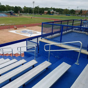 Aluminum Handrail installed on stadium bleachers 
