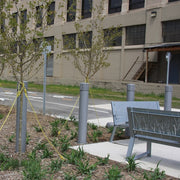 Bollards and Sleeve's 6" Cinco Decorative Bollard Covers on a bike path 