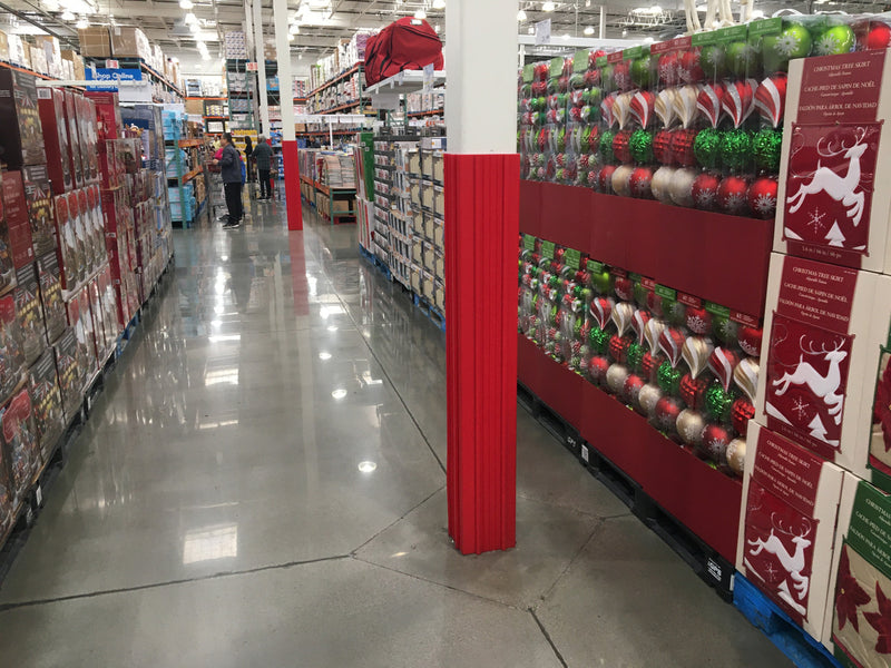 Red Square Column Wrap in a grocery store