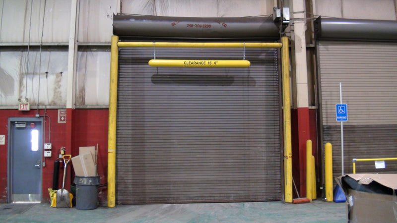 6" Clearance Bar attached to a Goal Post Guardrail at a dock door 