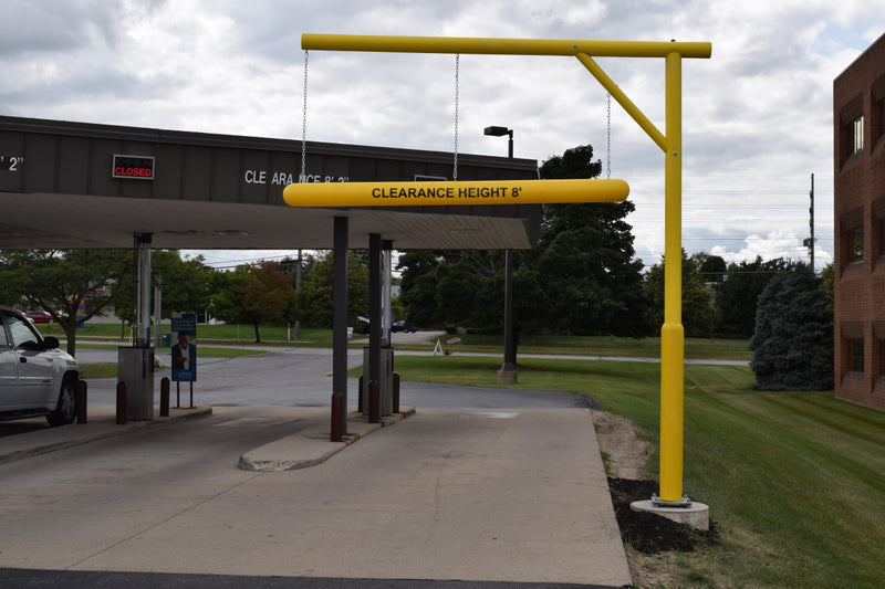 6" Clearance Bar on custom designed Swinging Clearance Bar Apparatus at a bank drive-thru 