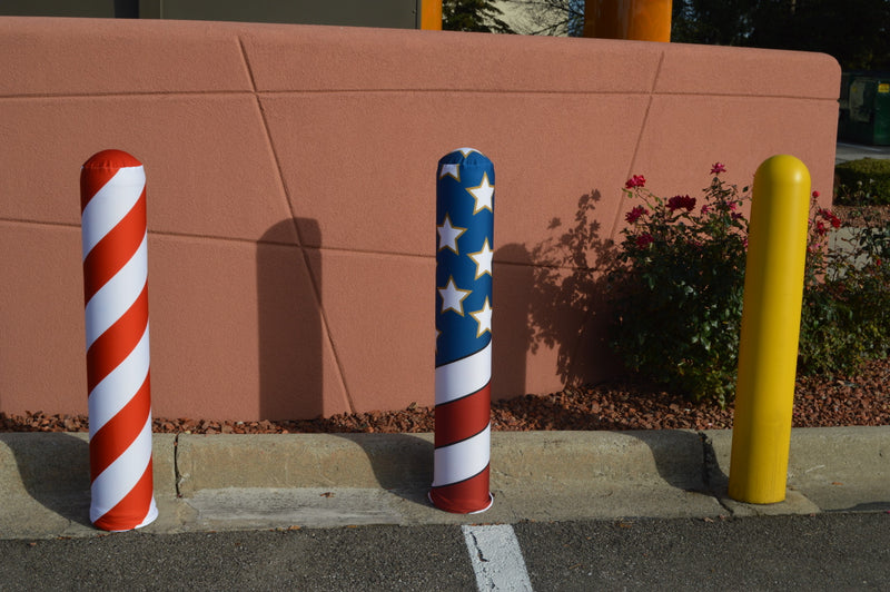Candy Cane & American Flag Fabric Bollard Sleeves
