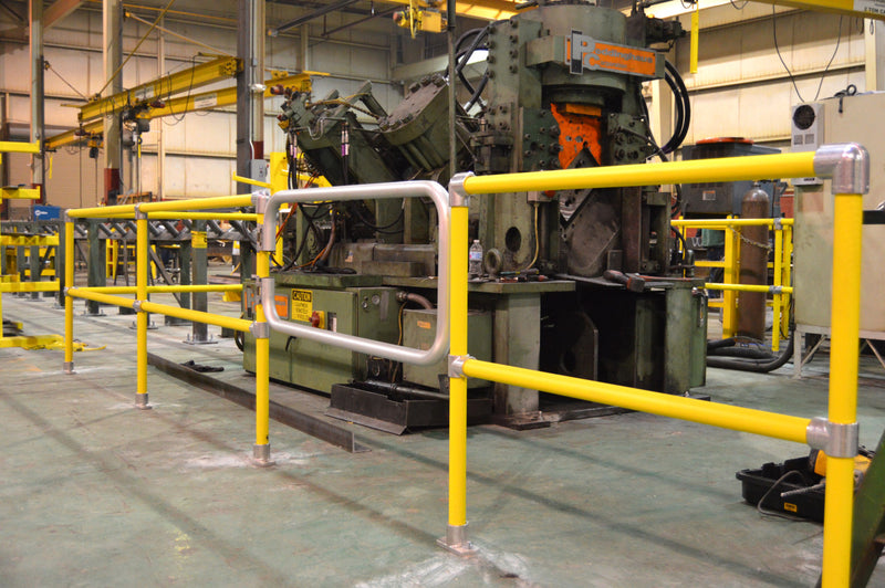 Steel Pipe & Plastic Handrail with custom  gate used for machinery protection