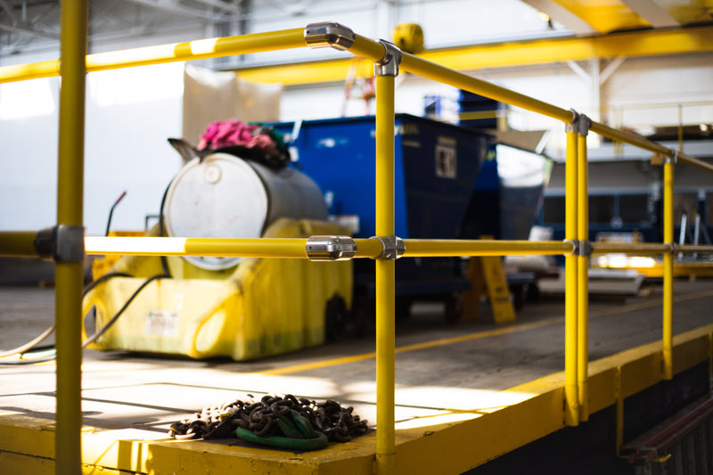 Steel Pipe & Plastic Handrail configured to go around the bend 