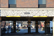 4" Hanging Clearance Bars at a hotel entrance 