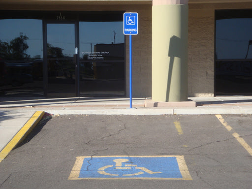 Standard Signpost in Blue at a Handicap Accessible Parking
