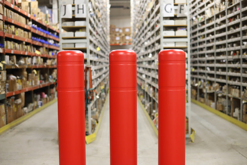 Flat Top Bollard Covers in red without tape 