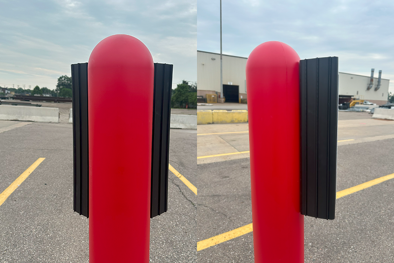 Back and side angle of Bollard Sign On 