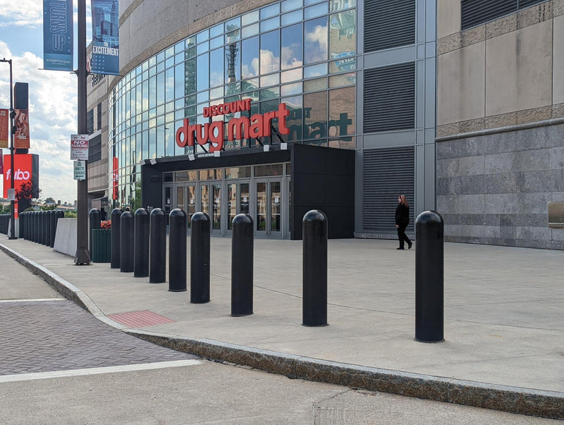1/4" Black Bollard Covers at arena entrance