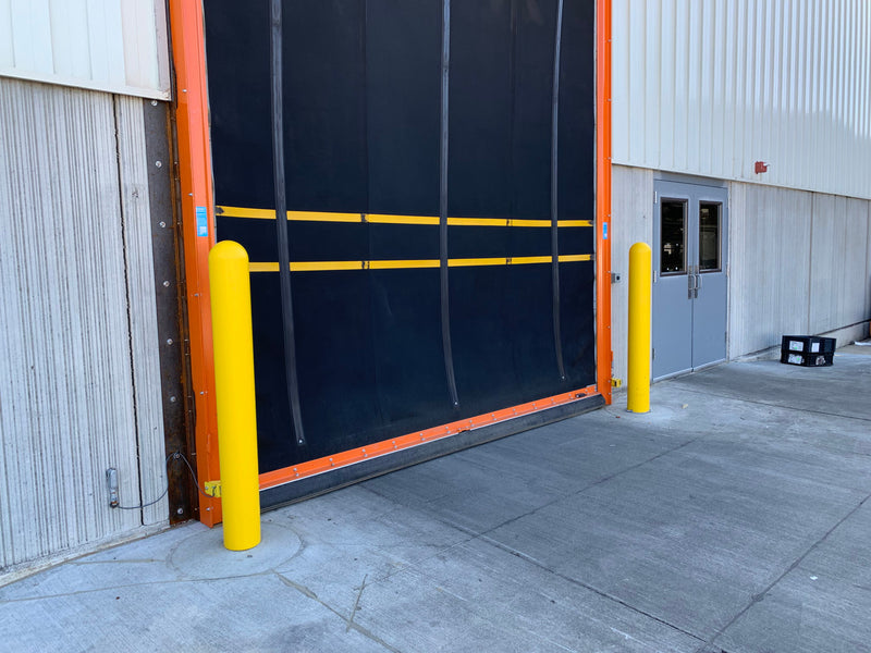 1/4" Yellow Bollard Covers at garage door