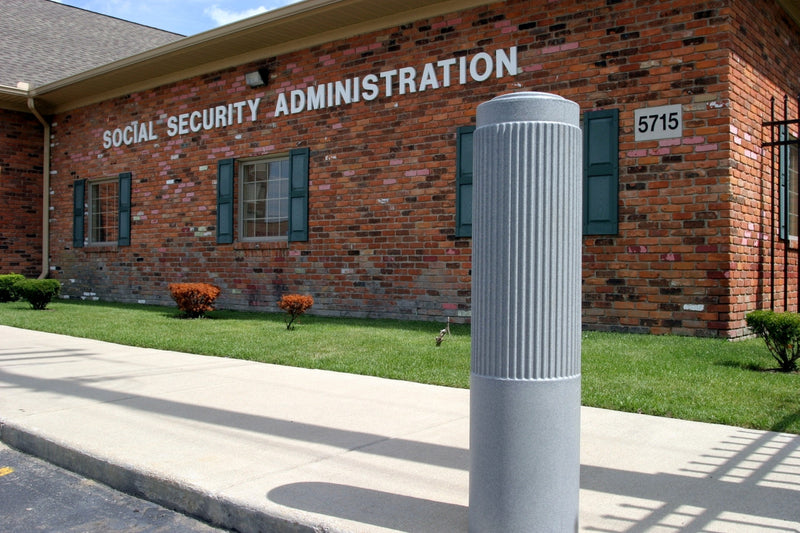 10" Ribbed Decorative Bollard Covers in Light Granite