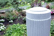 Close up of the 10" Ribbed Decorative Bollard Covers in Light Granite