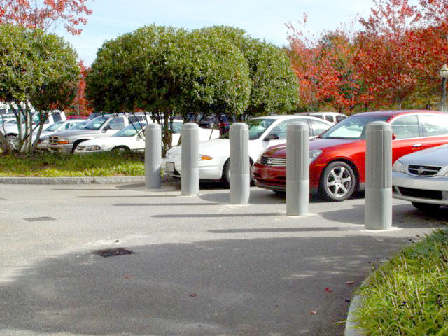 10" Ribbed Decorative Bollard Covers in Light Granite