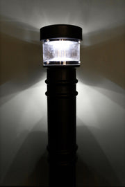 UV Lighted Bollard Cover in black with light on